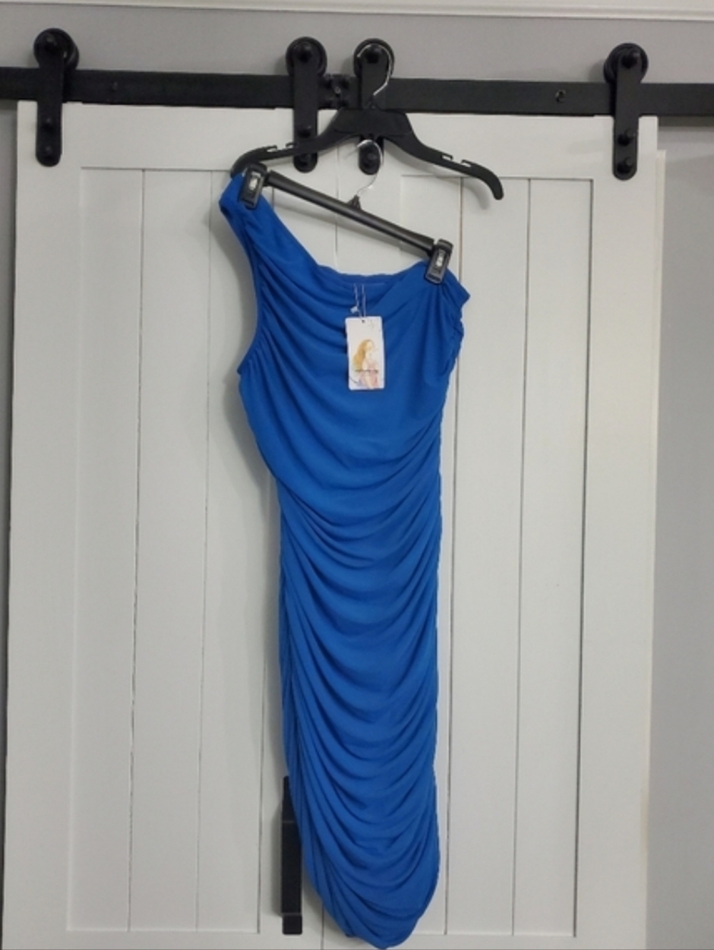 PRETTY GARDEN Rouched One Shoulder Sleeveless Pencil Dress. NEW.